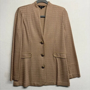 Exclusively Misook Tan Blazer Jacket Knit S Gold Buttons